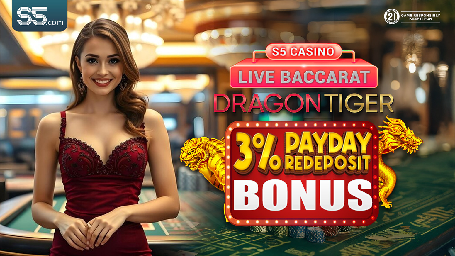 Payday Dragon Tiger Baccarat Power Play sa S5 Casino! 3% Redeposit Bonus!